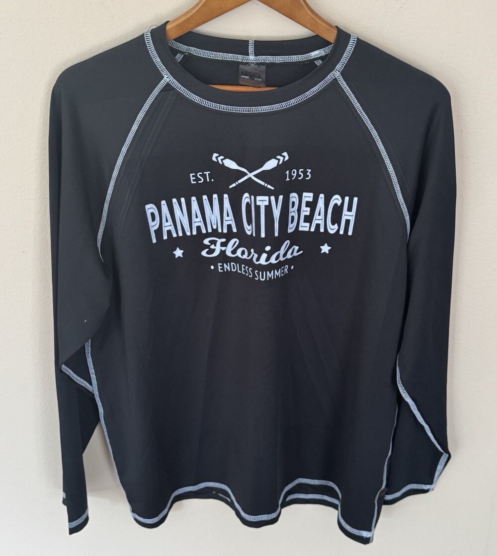 Mens Long Sleeve UZZI Surf Shirt Black With Logo Activewear XL